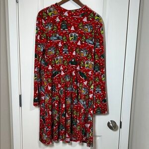 Velvet Ugly Sweater Holiday Red Truck Camper Trailer Long Sleeve Dress XXL